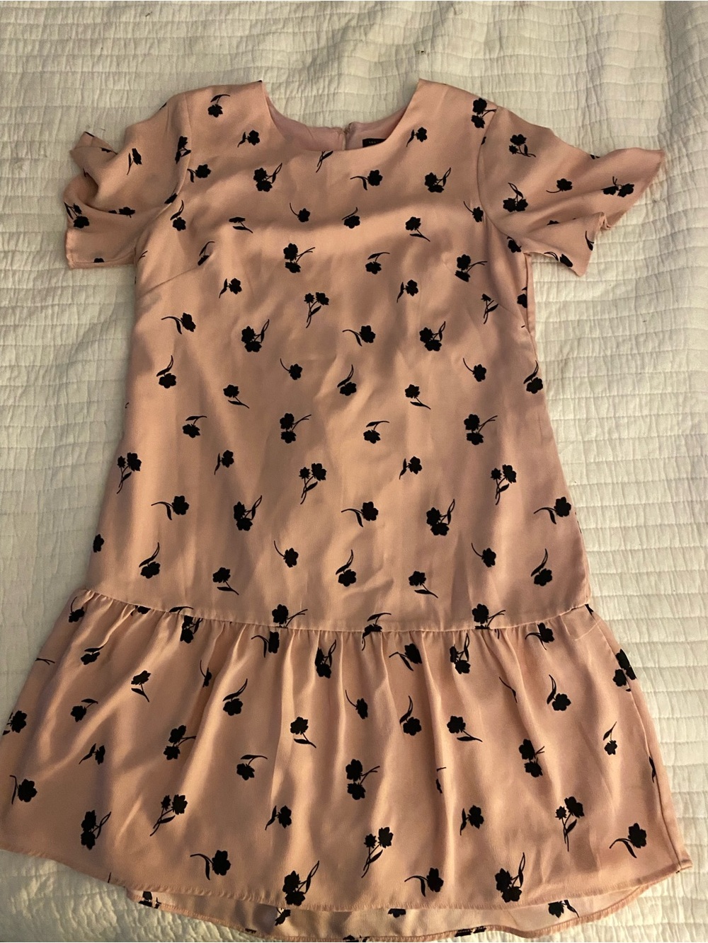 Ann Taylor Blush Pink Midi Dress with Black Floral Print